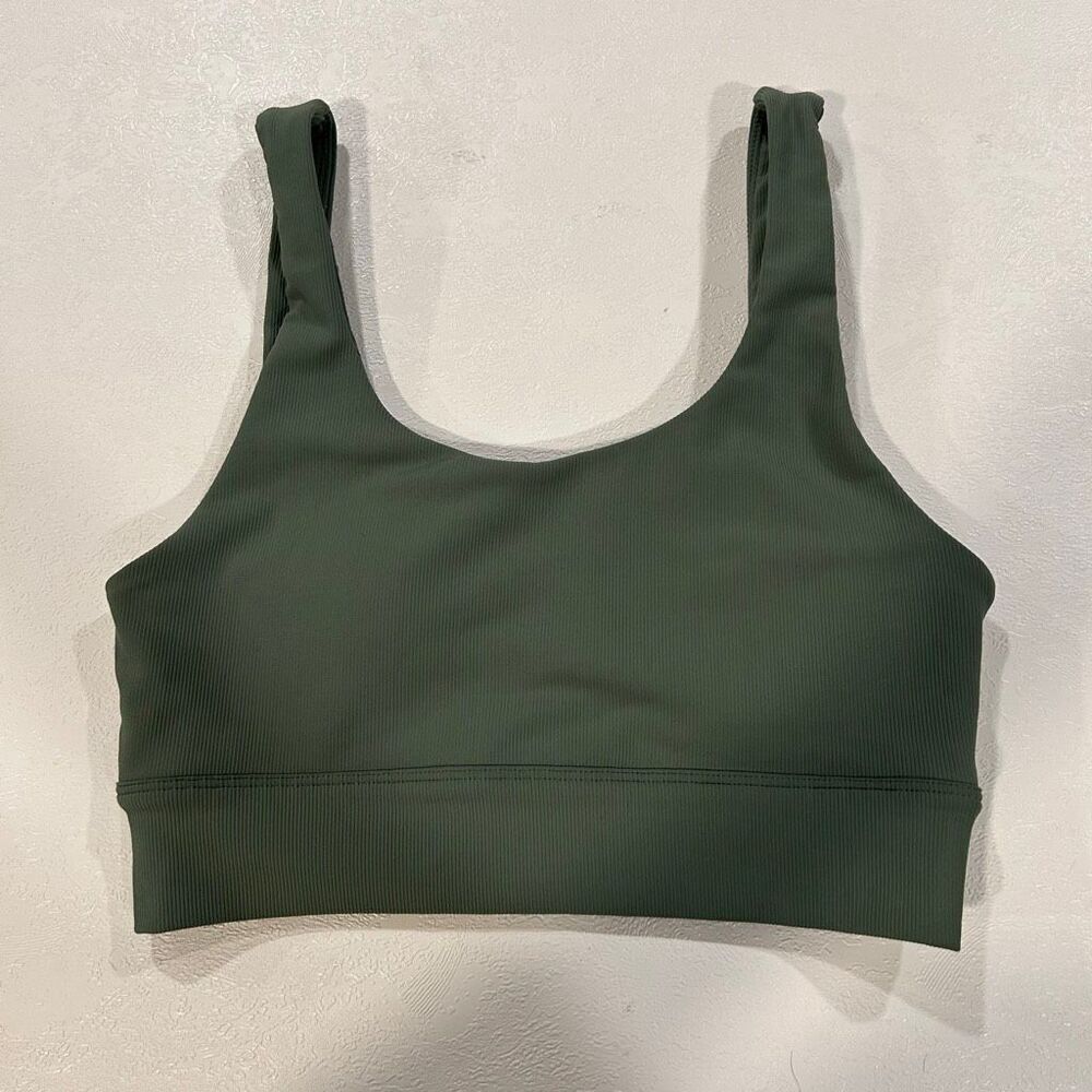 Wilo Green Ribbed Sports Bra Crop Top Size Large Medium Support